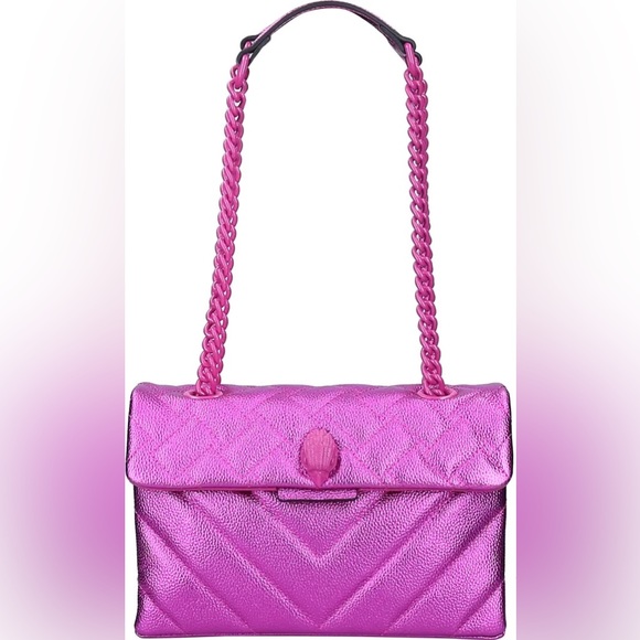 KURT GEIGER LONDON Kensington Drench Magenta Leather Shoulder Bag - Picture 6 of 9
